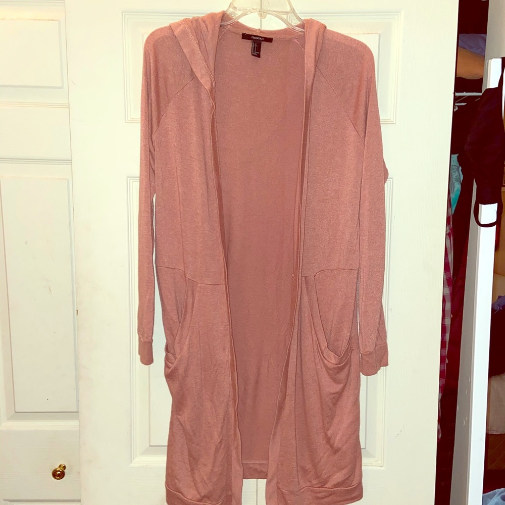 Long pink sweater